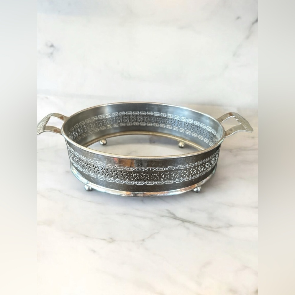 Vintage Ornate silver-plated chafing dish or casserole holder - Picture 4 of 4